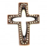 7010-COP-CL- CRYSTAL CROSS COPPER W/CLEAR STONE