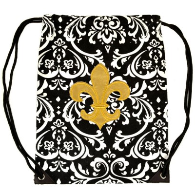 225503-GD-DAMASK DESIGN  BAG W/GOLD FDL