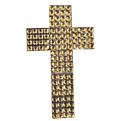 XJ4002AM - AMBER MULTI STONE WALL CROSS