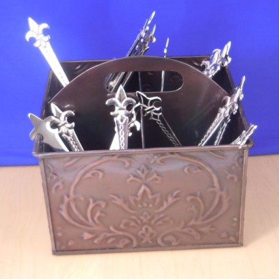 1226-DAMASK COPPER UTENSIL OR WINE BOTTLE HOLDER