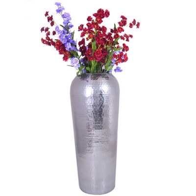 80046-ROUND VASE 17" W/HAMMERED DESIGN