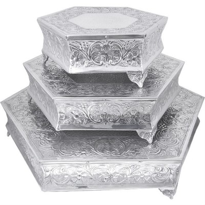 80060-HEXAGON SHAPE CAKE PLATEAU SET/3