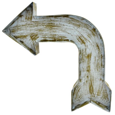 1293 - WALL HANGING VINTAGE TURQUOISE ARROW SIGN (METAL)