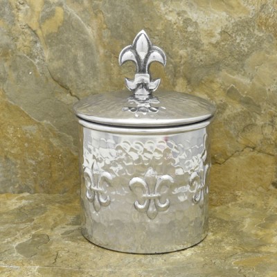 3569 - ROUND FDL HAMMERED CANISTER W/LID