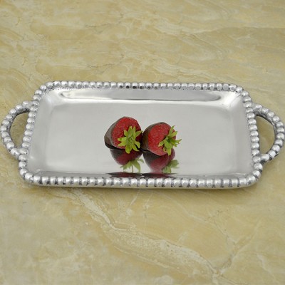 52399 - RECTANGULAR BEADED TRAY W/BEADED HANDLES