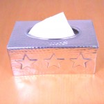 3448 -SILVER RECT. STAR TISSUE BOX ( HAMMERED )