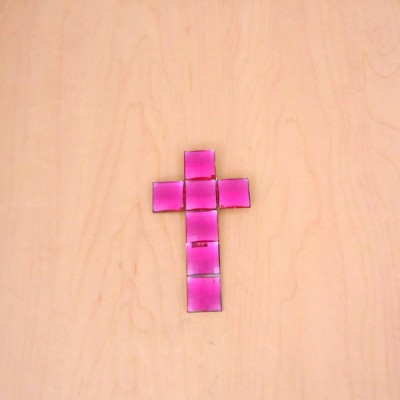 XJ4001PK - PINK STONE WALL CROSS