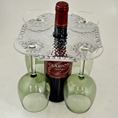 3508 - WINE GLASS HOLDER W/HAMMERED DESIGN