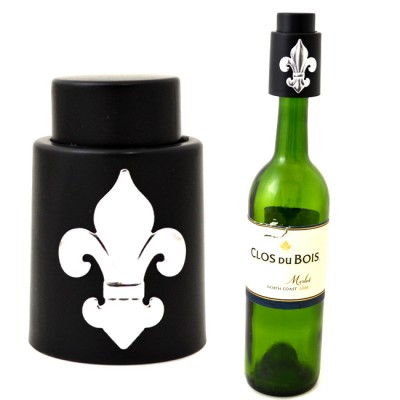 181138-SIL- VACUUM WINE STOPPER BLACK / W FDL