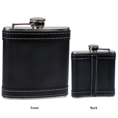 BLACK LEATHER / 6 Oz. FLASK