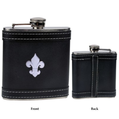 FDL BLACK LEATHER 6 Oz. FLASK