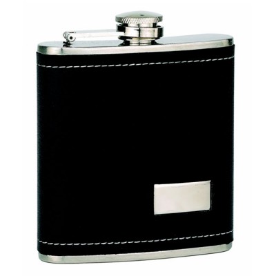 BLACK LEATHER / 6 Oz. FLASK