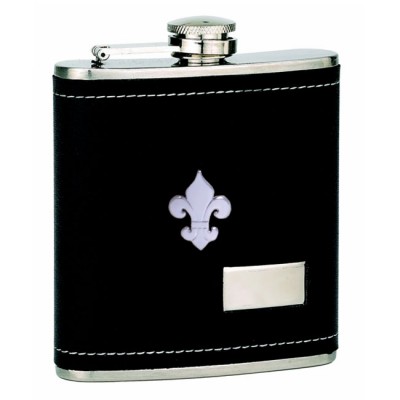 FDL BLACK LEATHER / 6 Oz. FLASK