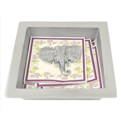 52432 - SQUARE NAPKIN HOLDER W/ ELEPHANT WEIGHT