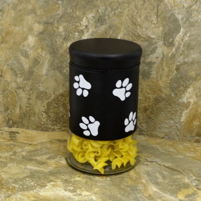 30163 - 33 Oz. BLACK GLASS JAR / W WHITE PAW PRINT