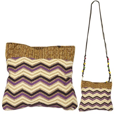 100015 - PURPLE & BLACK CHEVRON SHOULDER BAG