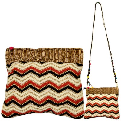 100016 - RED & BLACK CHEVRON SHOULDER BAG