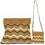 100017 - BROWN CHEVRON SHOULDER BAG