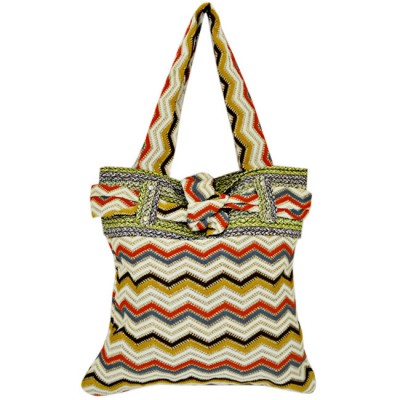 181199 - ORANGE & WHITE CHEVRON SHOULDER BAG