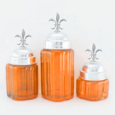 50002ORANGE - Small Round Ocean Blue Canister Set