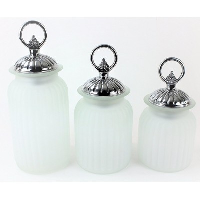 60004 FROSTED 3PC. CANISTER SET WITH LIDS