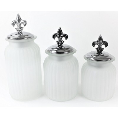 60004 FROSTED 3PC. CANISTER SET WITH LIDS