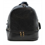 3603-BLACK PU LEATHER MEDIUM BACKPACK