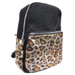 L200-BLACK PU LEOPARD LEATHER SMALL BACKPACK