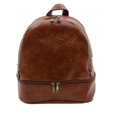 3603-CAMEL PU LEATHER MEDIUM BACKPACK