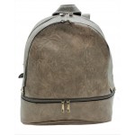 3603-GRAY PU LEATHER MEDIUM BACKPACK