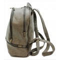 3603-GRAY PU LEATHER MEDIUM BACKPACK