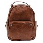 3219-CAMEL PU LEATHER SMALL BACKPACK