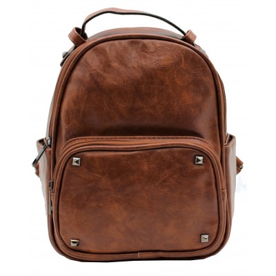 3219-CAMEL PU LEATHER SMALL BACKPACK