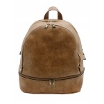 3603-TAN PU LEATHER MEDIUM BACKPACK