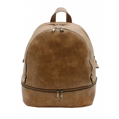 3603-TAN PU LEATHER MEDIUM BACKPACK