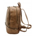 3603-TAN PU LEATHER MEDIUM BACKPACK