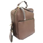 L1443-TAUPE PU LEATHER MEDIUM BACKPACK WITH COIN BAG