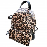 L201-BLACK PU LEOPARD LEATHER SMALL BACKPACK WITH WALLET AND COIN BAG