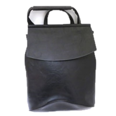 UN00692-BLACK PU LEATHER MEDIUM BACKPACK