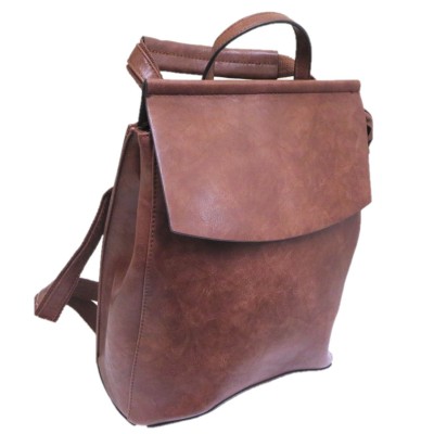 UN00692-COFFEE PU LEATHER MEDIUM BACKPACK