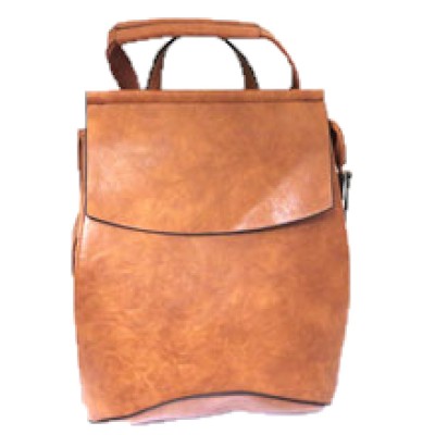 UN00692-COGNAC PU LEATHER MEDIUM BACKPACK