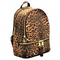 LE1062W-TAN LEOPARD PU LEATHER MEDIUM BACKPACK WITH MATCHING WALLET