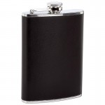 STAINLESS STEEL FLASK WITH BLACK WRAP - 8 Oz.