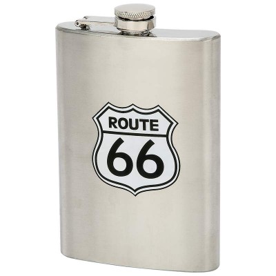 ROUTE 66 STAINLESS STEEL FLASK - 8 Oz.