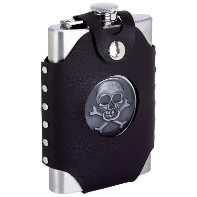 STAINLESS STEEL FLASK /W SHEATH - 8 Oz.