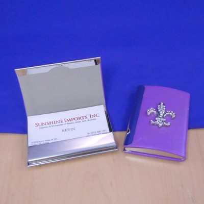 ZG6001CRY- PURPLE FDL BUSINESS CARD HOLDER / CLEAR CRYSTAL