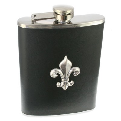 SUN2030 - FLASK FDL BLACK LEATHER 8OZ.