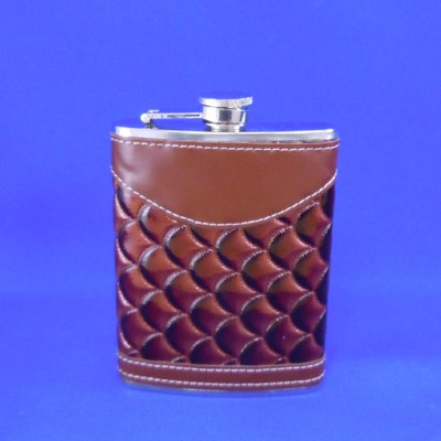 YX2007-BROWN LEATHER FLASK 8 OZ.