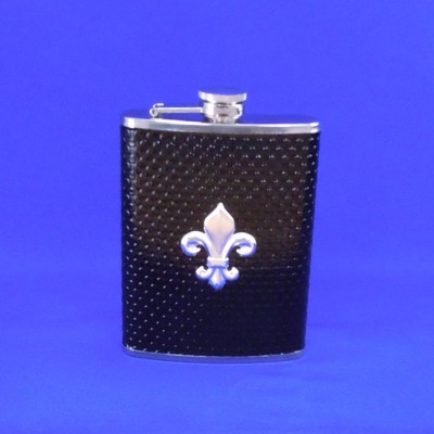 ZG6019-SHINY BLACK LEATHER  FDL FLASK 8 OZ