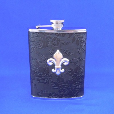ZG6020-BLACK LEATHER FDL FLASK 8 OZ.